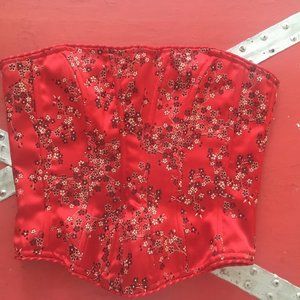 VINTAGE VICTORIA'S SECRET SATIN FLORAL CORSET XS